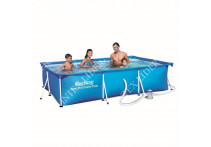 56411 BestWay Каркасный бассейн прямоугольный, 300х201х66см, фильтр-насос картр 1249 л/ч